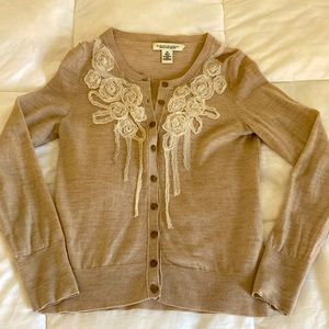 Banana Republic Cream Rosette Detail Cardigan